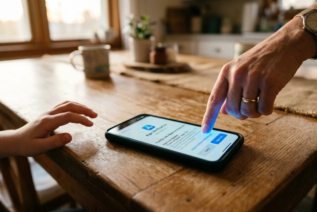 Texas app store age verification parental approval screen