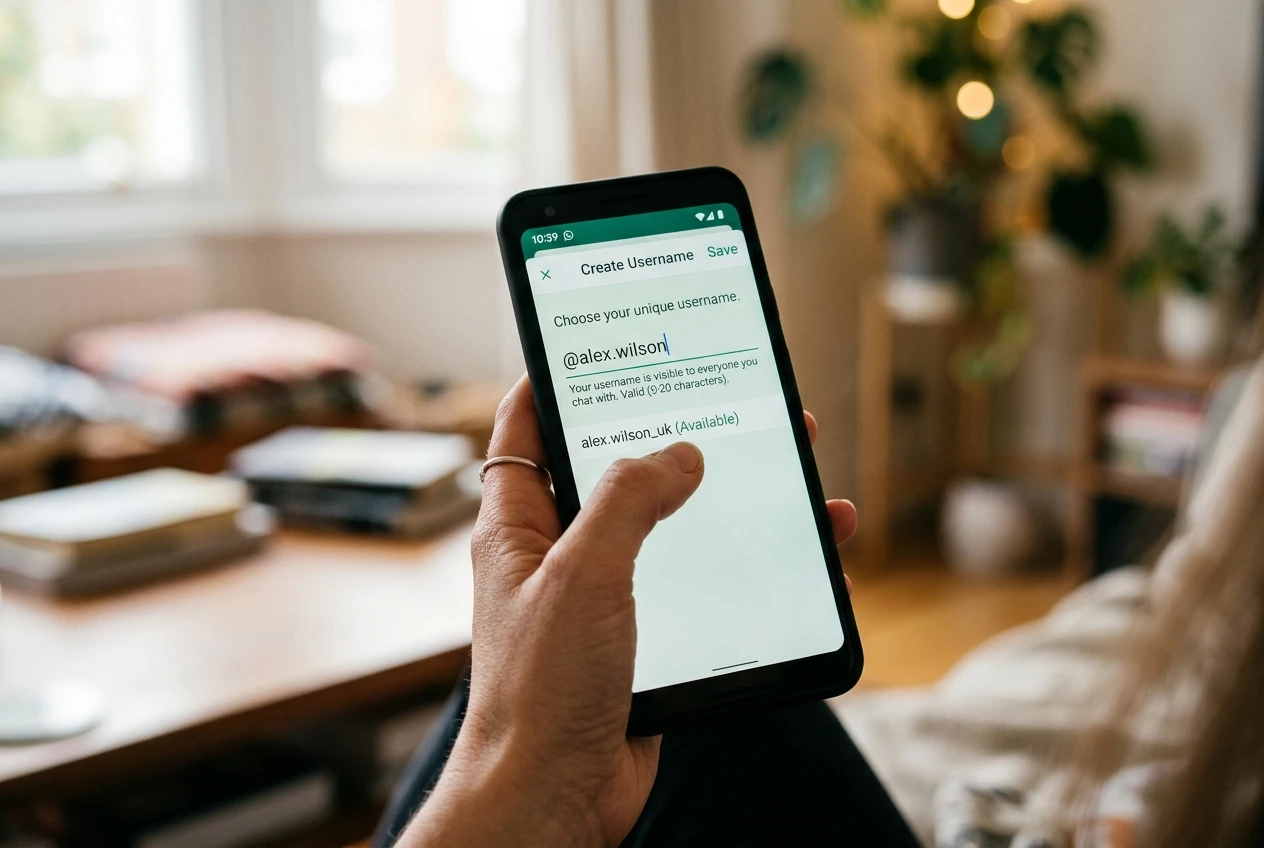 WhatsApp username reservation screen on smartphone