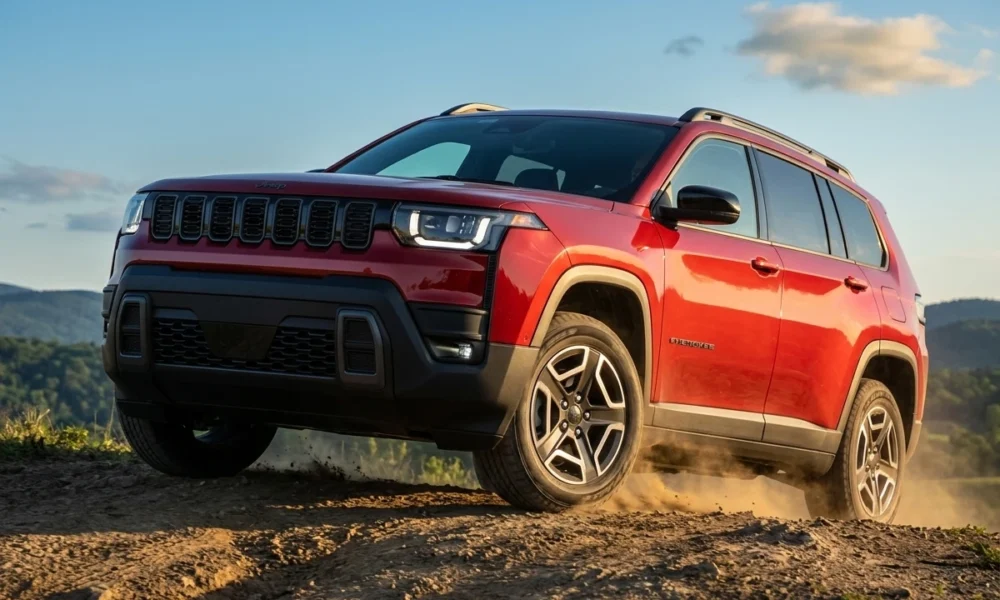 2026 Jeep Cherokee hybrid boxy red SUV dirt trail standard AWD