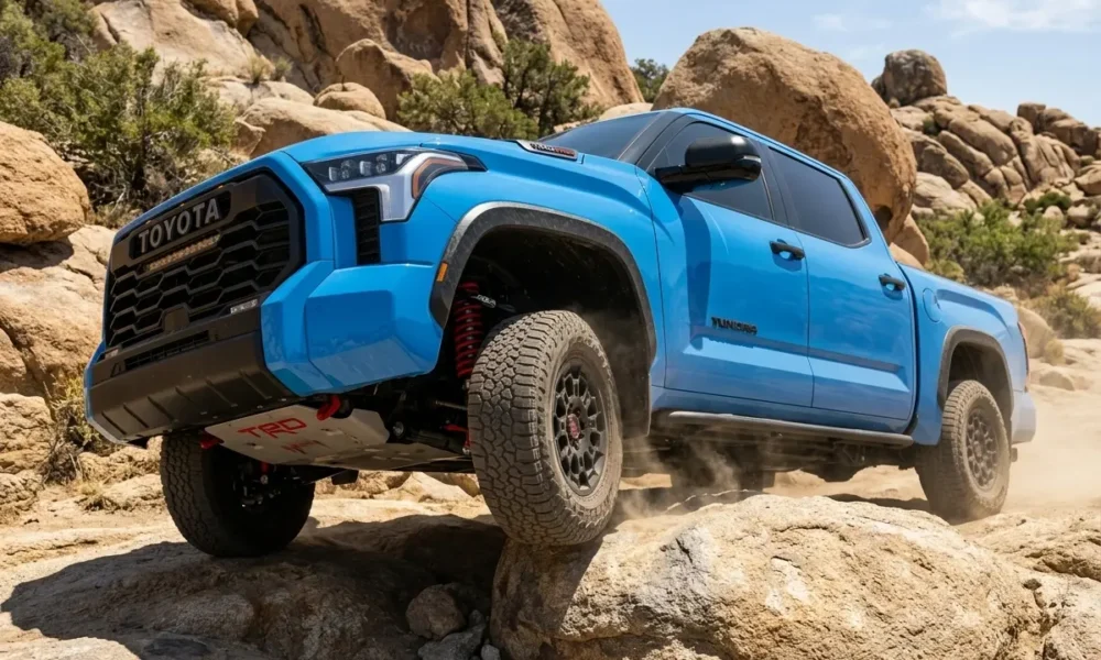 2026 Toyota Tundra TRD Pro hybrid blue trail crawl