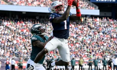 A.J. Brown Patriots catch against Eagles joint practice 2026