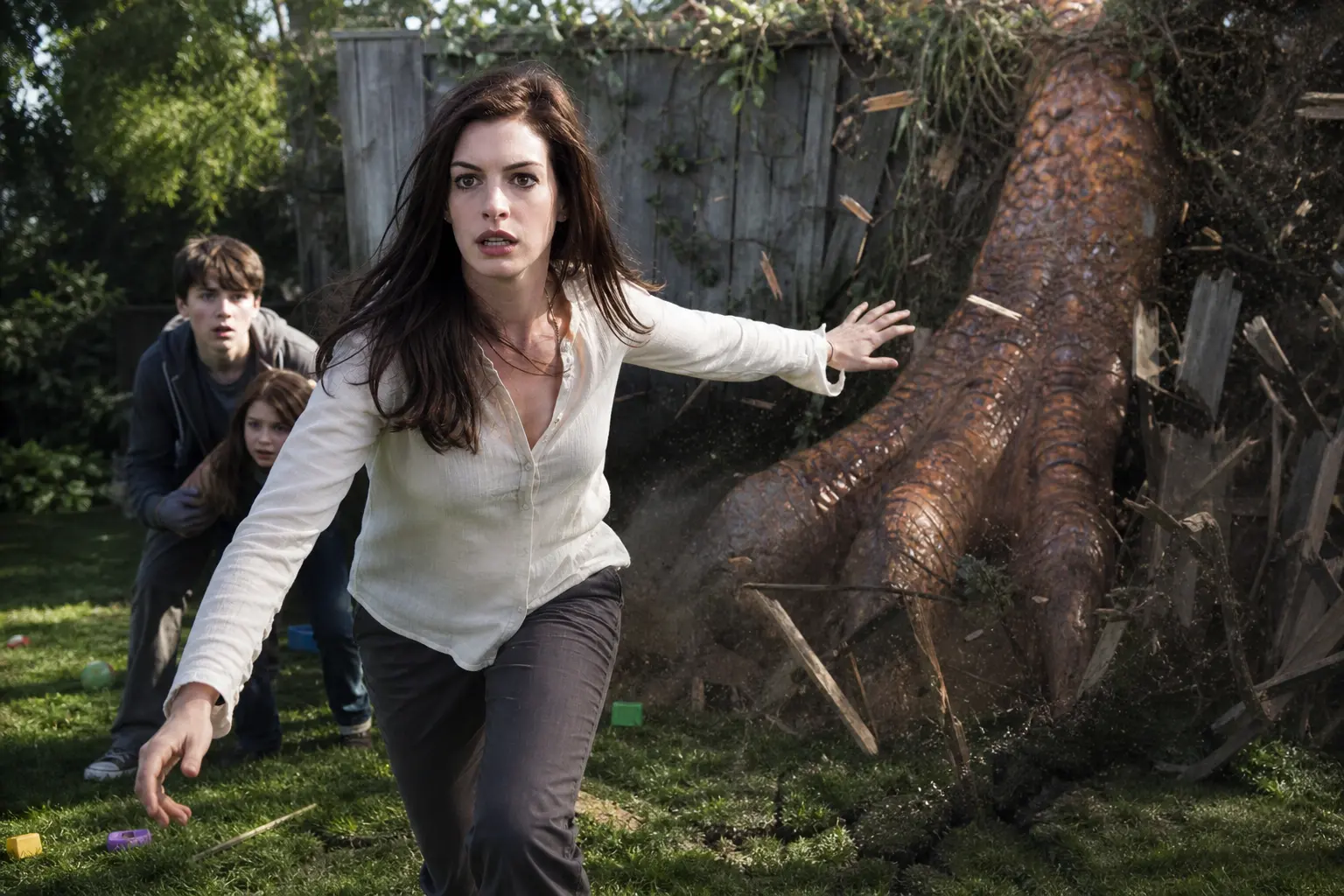 Anne Hathaway End of Oak Street dinosaur suburban thriller 2026