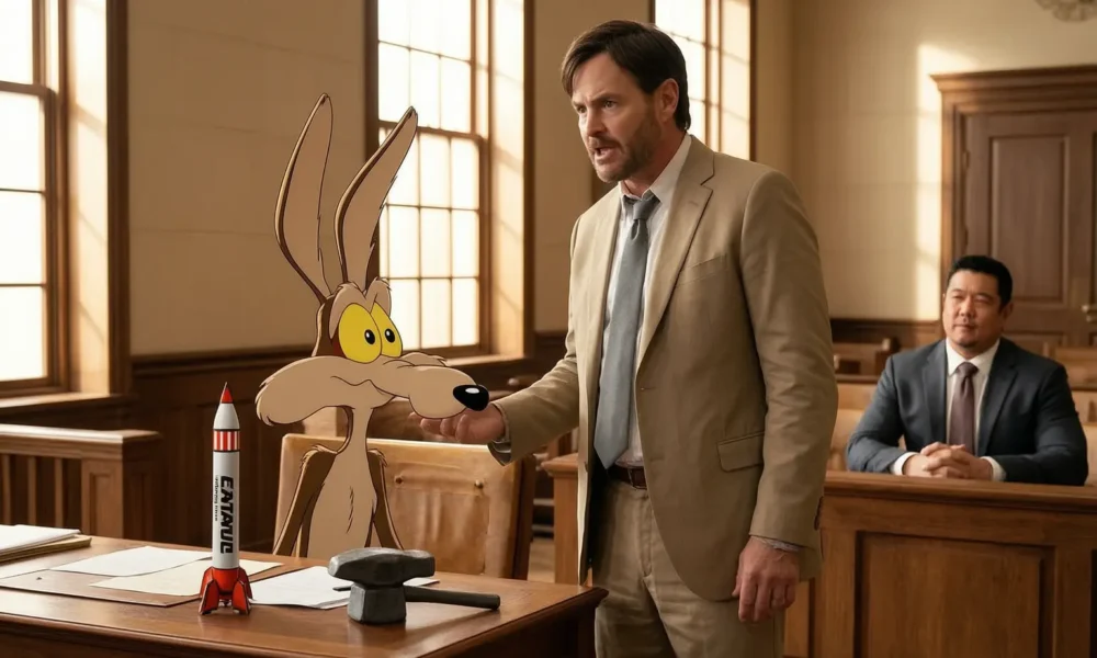 Coyote vs Acme Will Forte Wile E courtroom hybrid 2026
