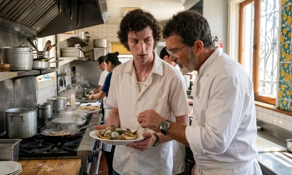 Dominic Sessa as young Anthony Bourdain in Tony biopic kitchen