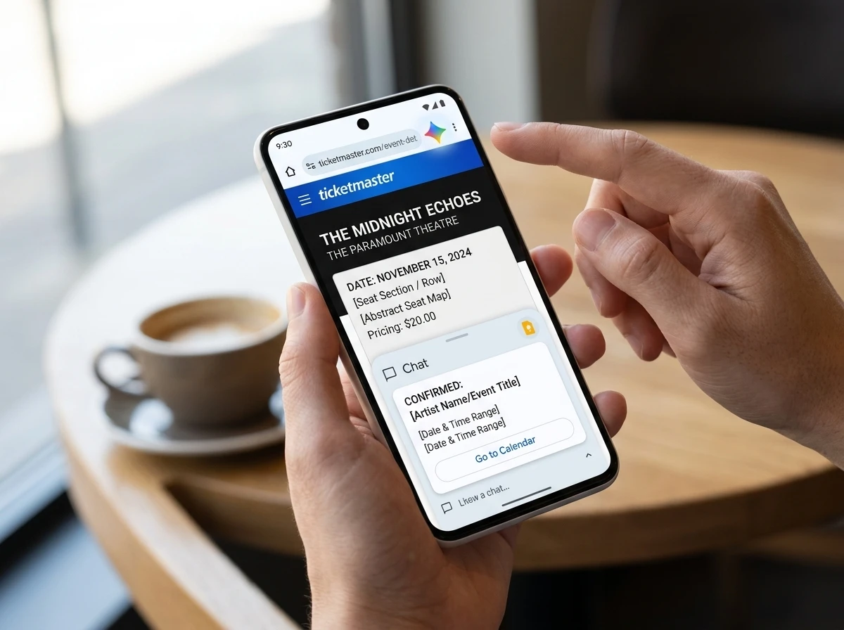 Gemini in Chrome Android adding calendar event from webpage