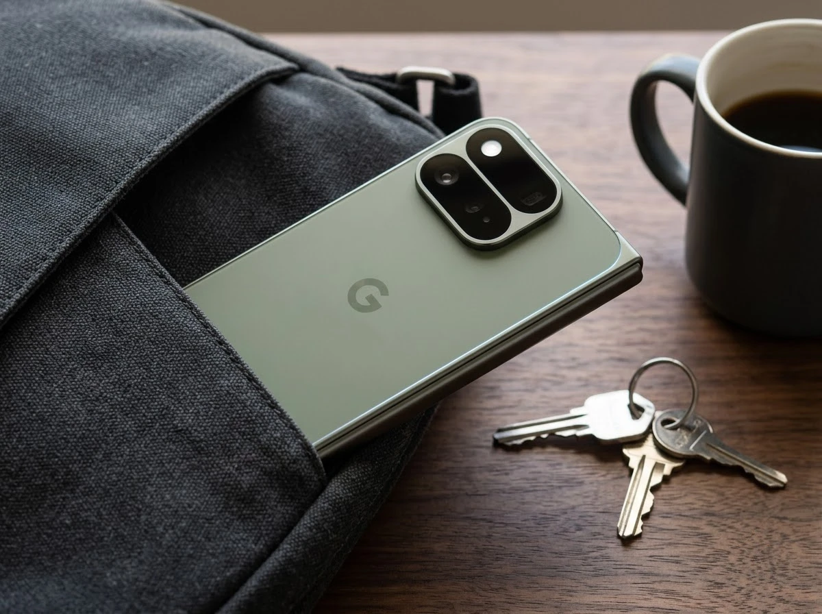 Google Pixel 11 Pro Fold olive closed thin durable design