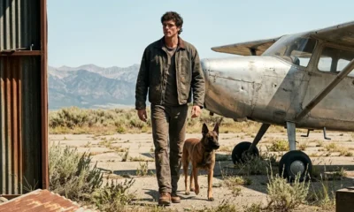 Jacob Elordi as Hig with dog in The Dog Stars movie