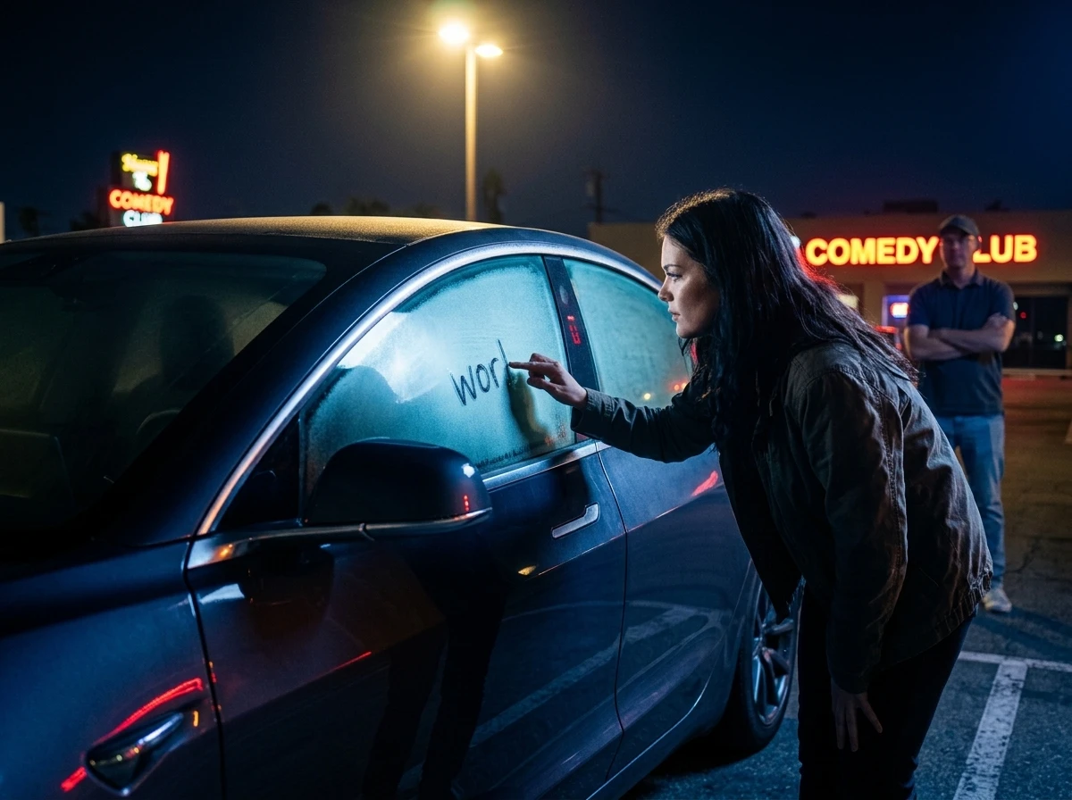 Jeff Dye Tesla vandalized fog Douche Laura Kightlinger Sentry