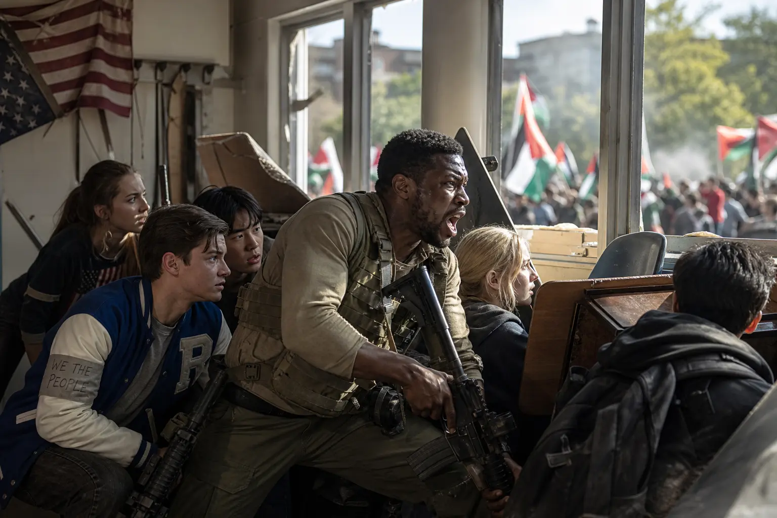 Jonathan Majors Run Hide Fight Infidels trailer campus action scene