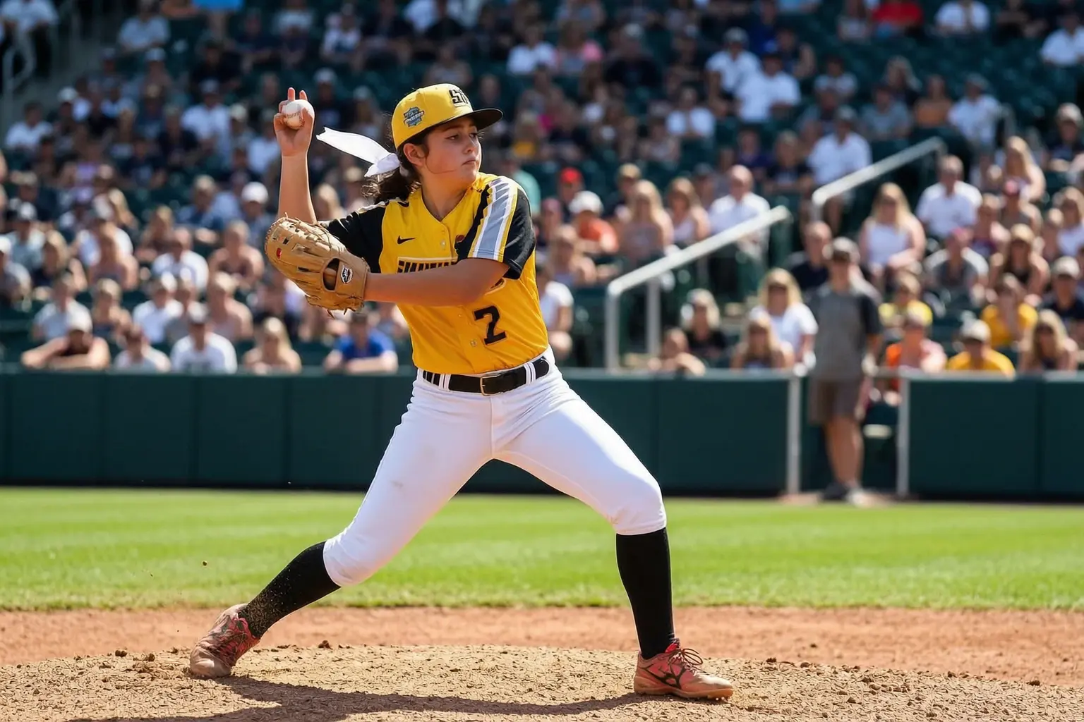 Kinley Rasmus pitching Little League World Series white bow