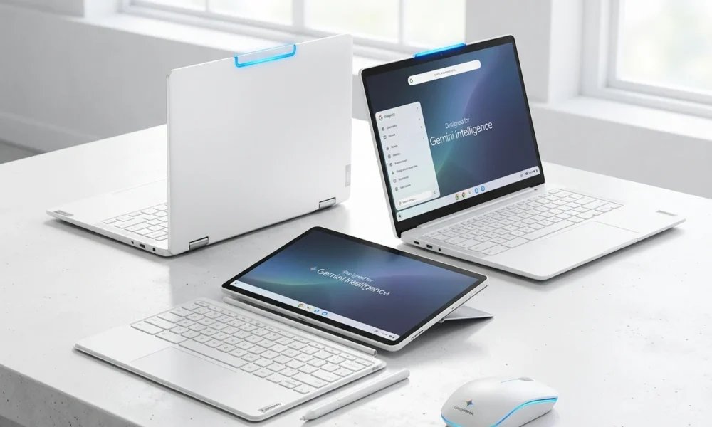 Lenovo Googlebook white laptops tablet AI mouse leak