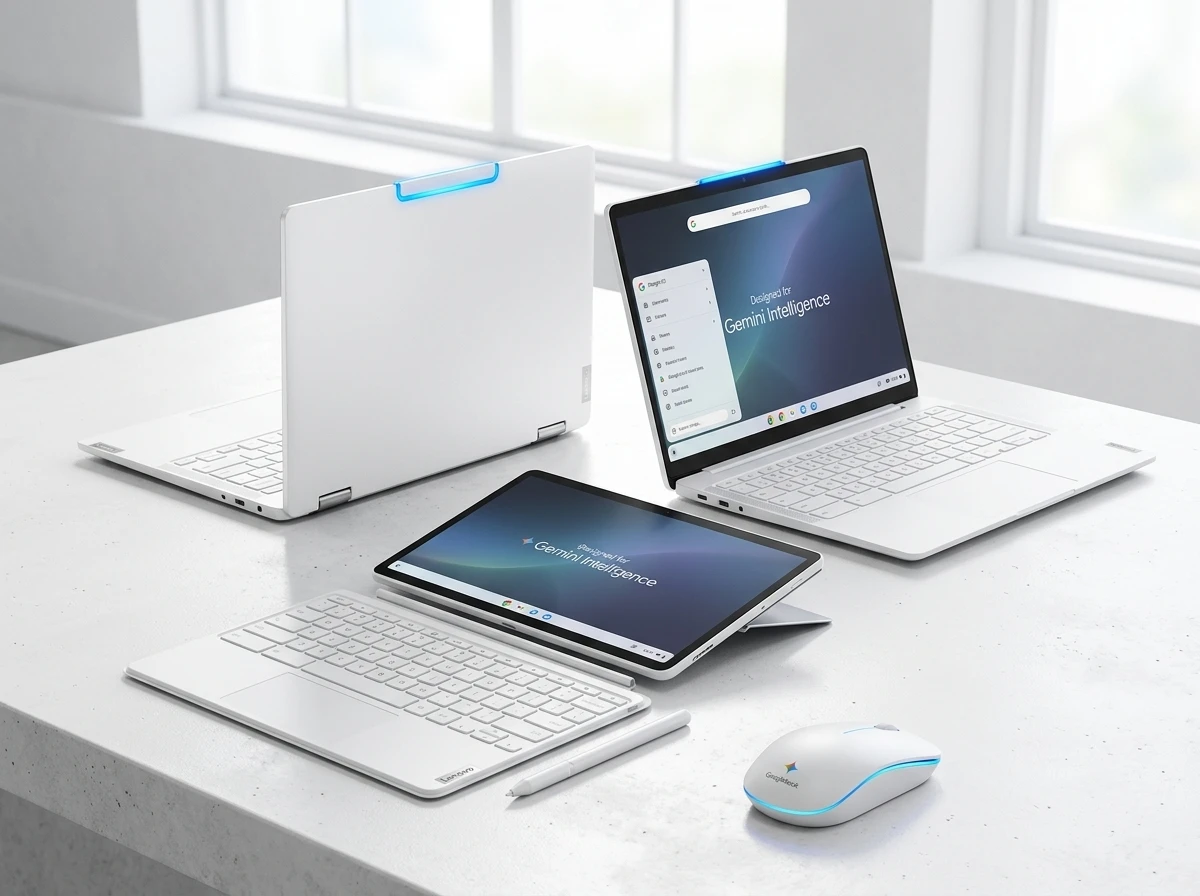 Lenovo Googlebook white laptops tablet AI mouse leak