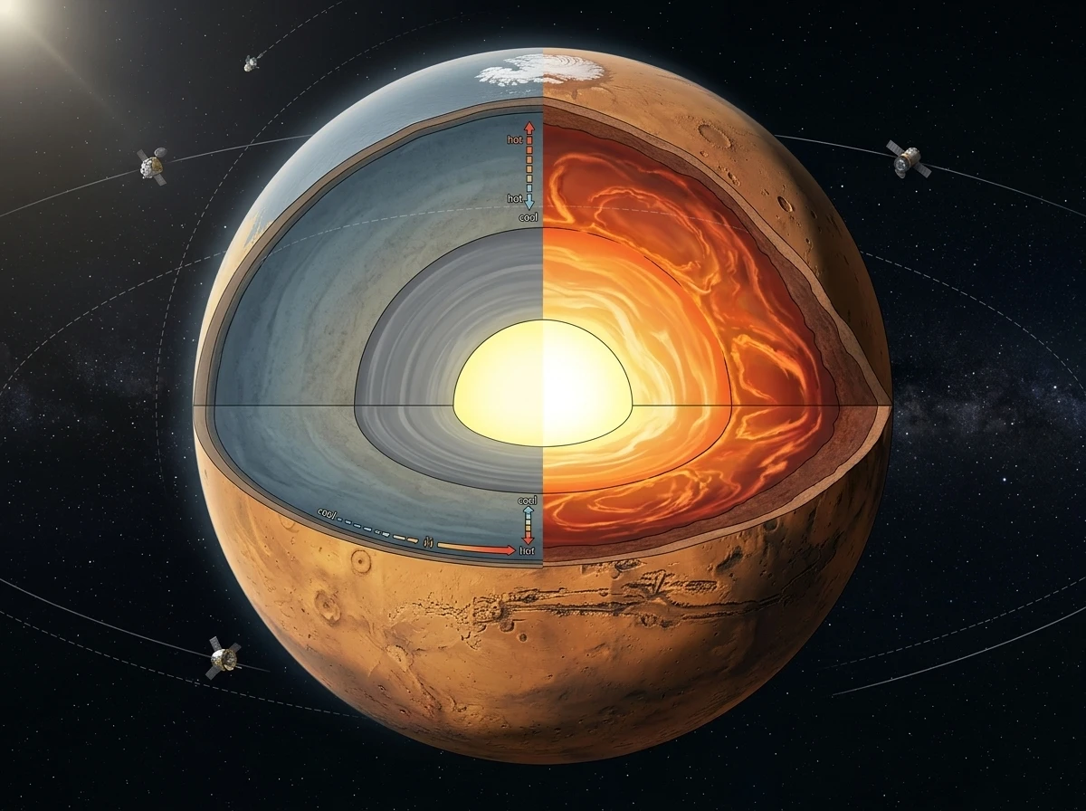 Mars southern highlands mantle thermal anomaly cutaway diagram