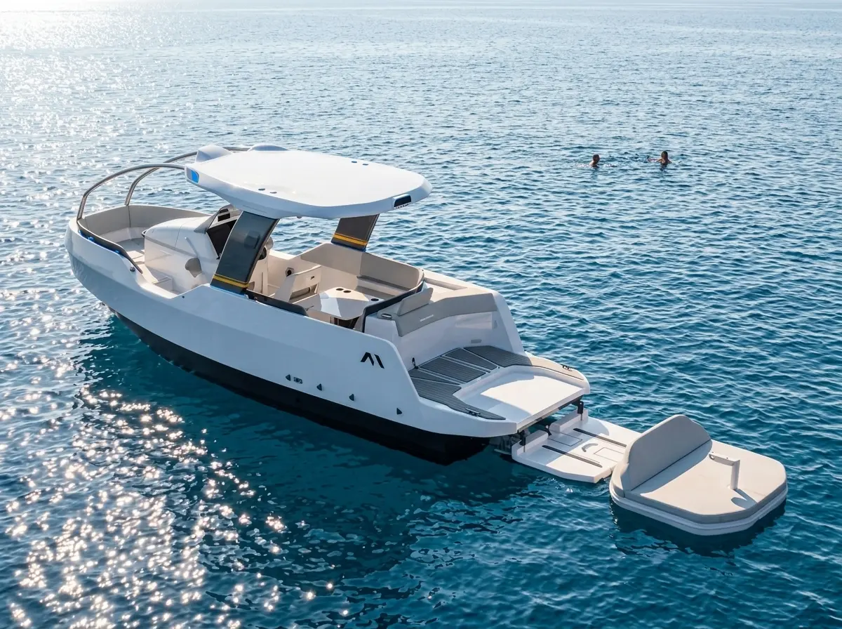 MIRAVA autonomous modular electric smart boat on water