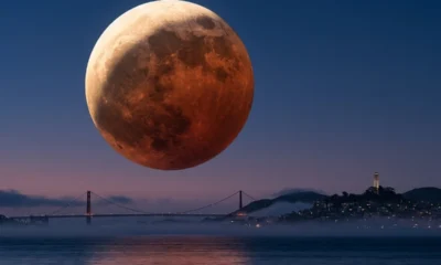 partial lunar eclipse blood moon rising Bay Area Thursday