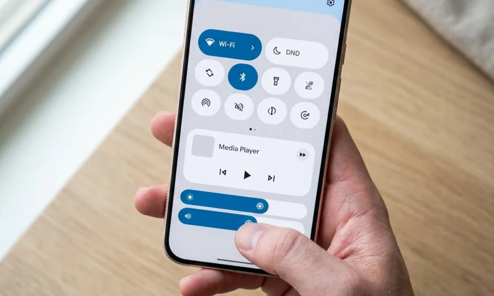Pixel phone Android 17 Quick Settings layout editor brightness bottom