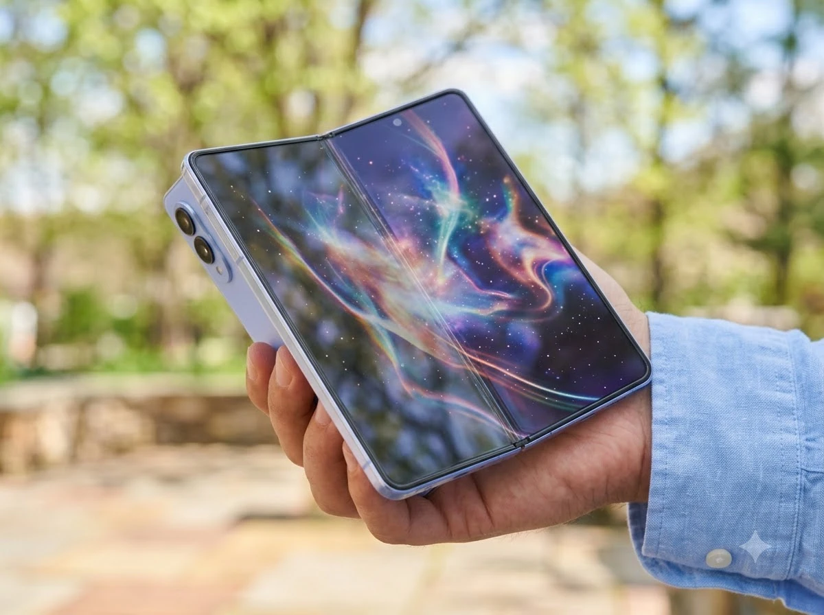Samsung Galaxy Z Fold 8 wide 4:3 foldable open media view