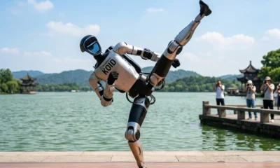 Unitree G1 humanoid robot performing martial arts Shanghai IPO
