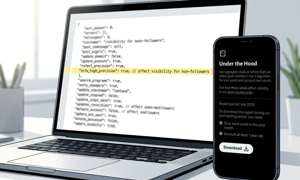 X Under the Hood shadowban visibility labels JSON tool pilot