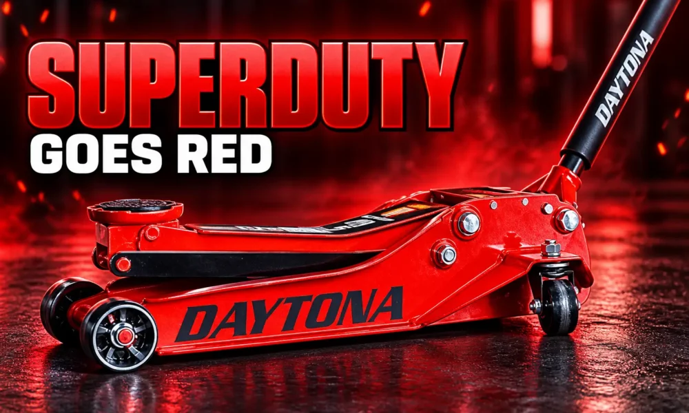 Harbor Freight Daytona metallic red 3-ton floor jack