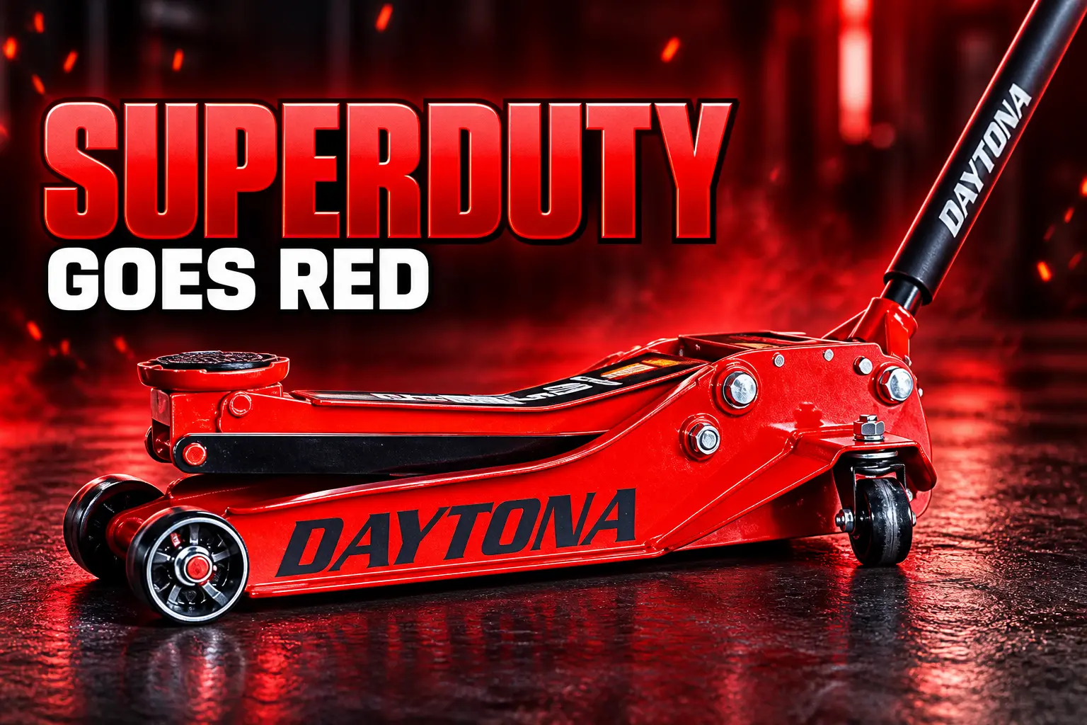 Harbor Freight Daytona metallic red 3-ton floor jack