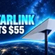 Starlink 100 Mbps plan $55 select areas
