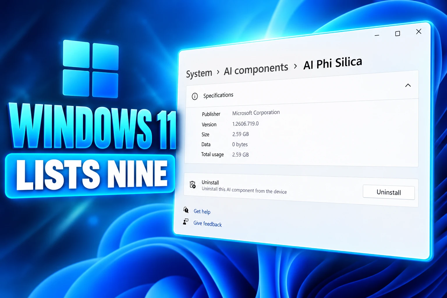 Windows 11 AI Components uninstall Phi Silica models