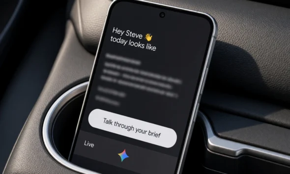Gemini Daily Brief Talk through your brief floating button