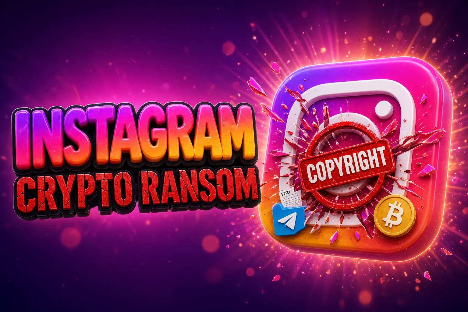 Instagram fake copyright strike crypto ransom scam