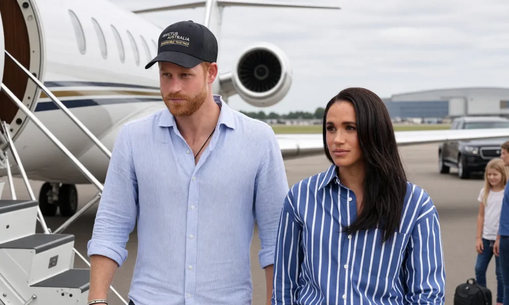 Prince Harry Meghan Markle family arrive UK Birmingham private jet