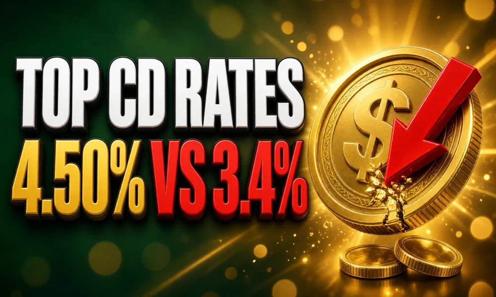top CD rates 4.50% APY versus 3.4% inflation