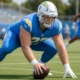 Tyler Biadasz Chargers center ACL knee injury practice