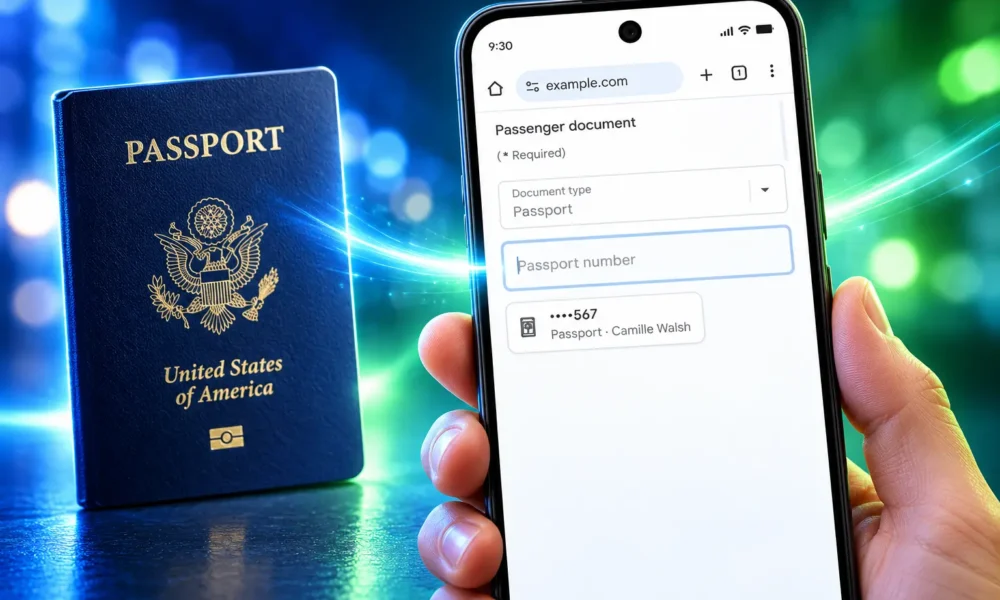 Chrome autofill fills passport from Google Wallet