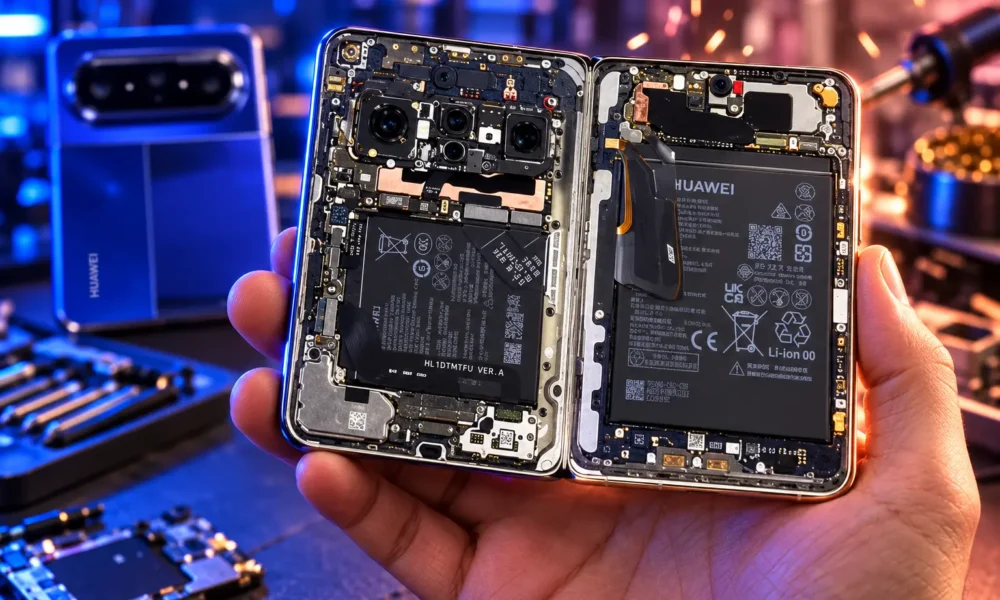 Huawei Pura X Max glued battery teardown